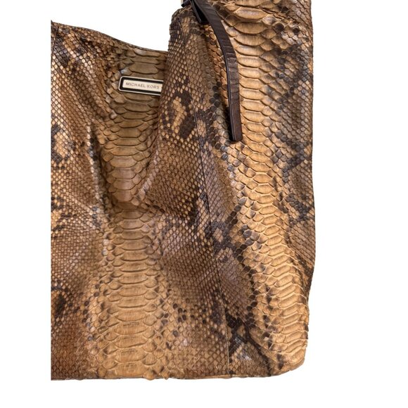 Michael Kors Genuine Soft Snake Skin Leather Women's Brown Shoulder Bag - Picture 5 of 11